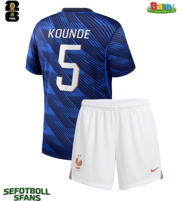 Frankrike Jules Kounde #5 Hemmaställ Barn VM 2026 Kortärmad (+ Korta byxor)